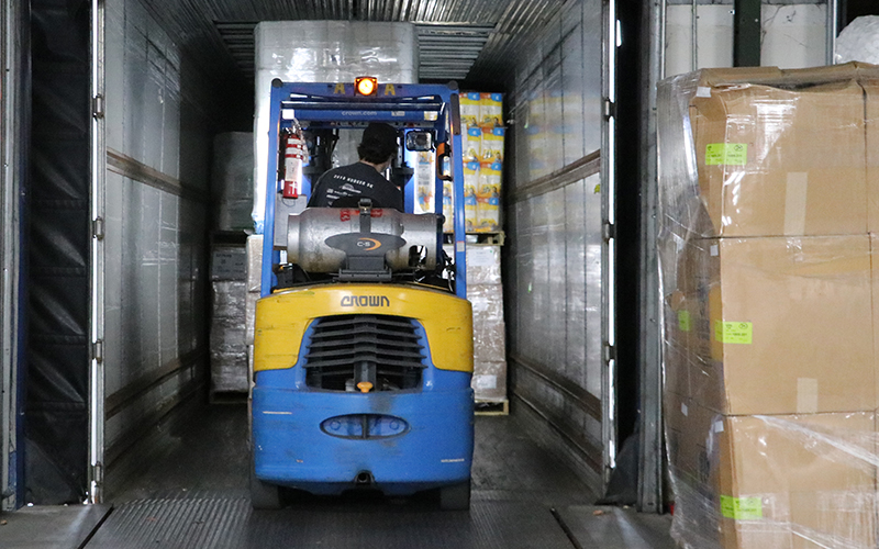 Matthew 25 Ministries loading relief supplies for Hurricane Delta