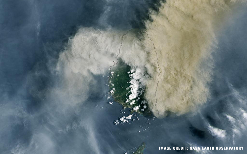 2021 St Vincent Volcano Eruption Aerial View