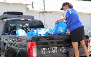 Matthew 25 Ministries staff distributing relief supplies during kentucky flooding