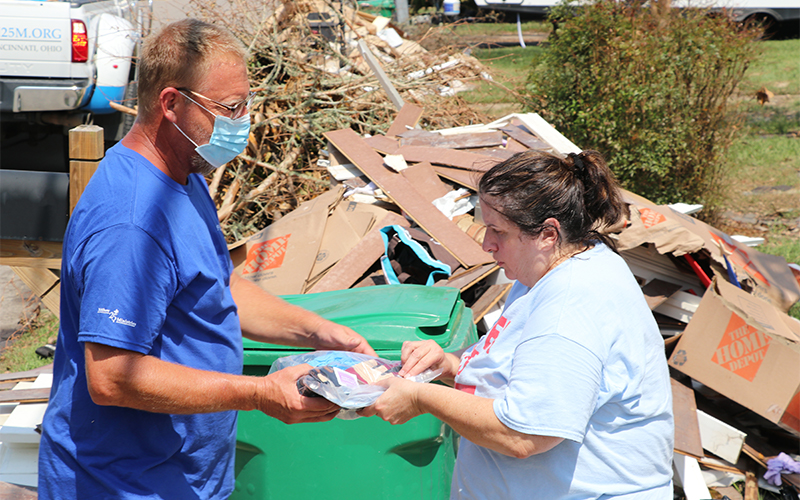 Matthew 25 Ministries staff distributing relief supplies for hurricane ida